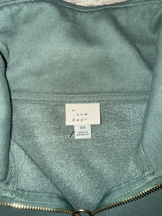 a new day Women's Half-Zip Pullover Sweatshirt in Slate Green with Gold Zipper - Picture 3 of 3